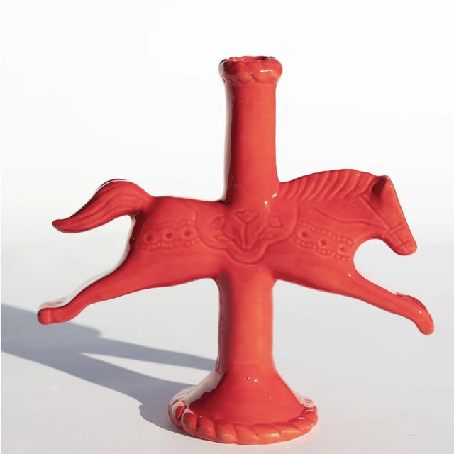 Dala Horse Candlestick Holder - Red