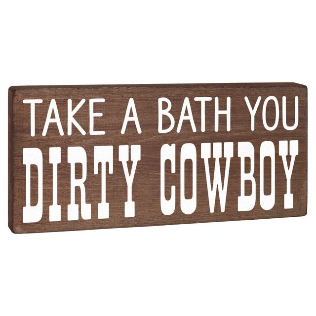 Take a Bath You Dirty Cowboy Sign - Western Decor - Funny Rustic Home Bathroom Boho Farmhouse Decoration 5.5x12 Fun Vintage Country Bathtub Farm Wall Art Wooden Plaque for Boys or Men
