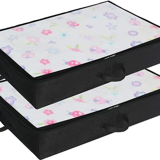 Simple Houseware 2 Pack Under Bed Storage Bin, Black