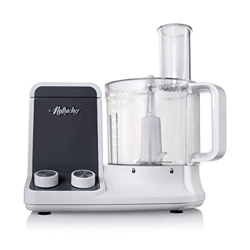 NutriChef NCFP8 Multipurpose 12 Cup Multifunction Food Processor - Ultra Quiet Powerful Motor, Includes 6 Attachment Blades, Up to 2L Capacity