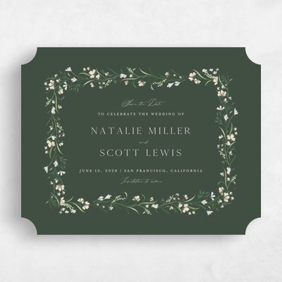 Green Ticket Wedding Save the Date - Mirtillo Landscape
