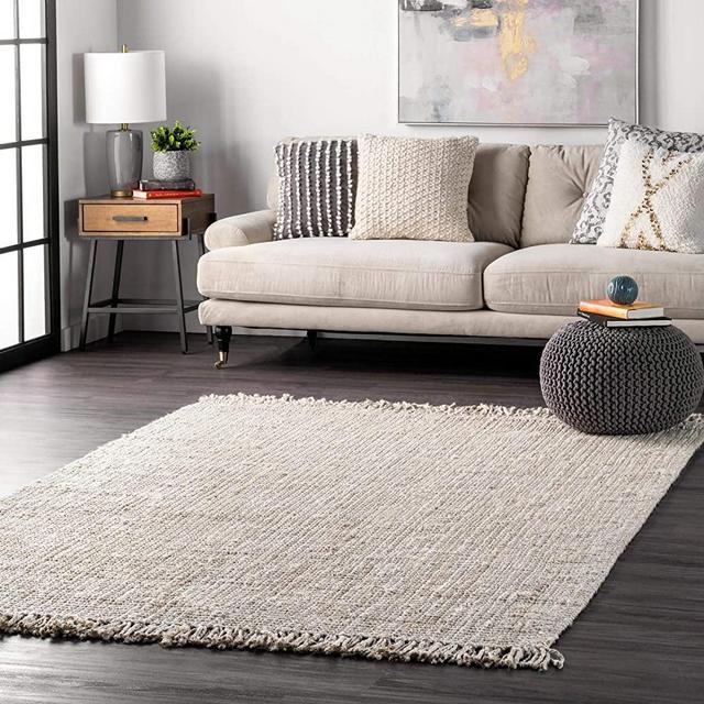 nuLOOM Natura Collection Chunky Loop Jute Rug, 4' x 6', Off-White