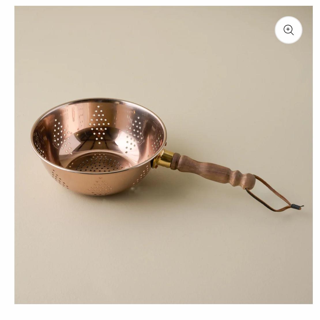 Copper Colander with Walnut Handle