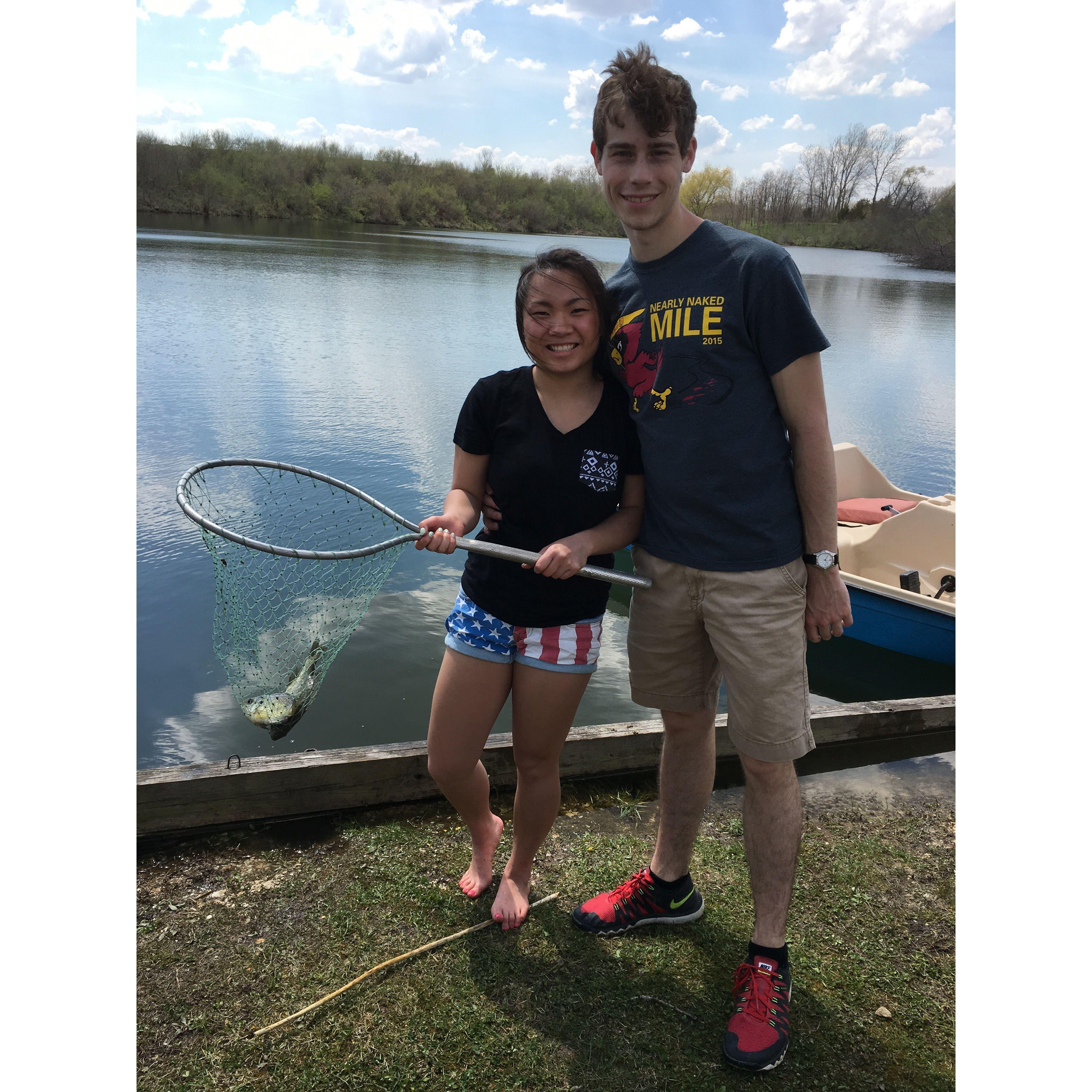 Catching fish at the lake!