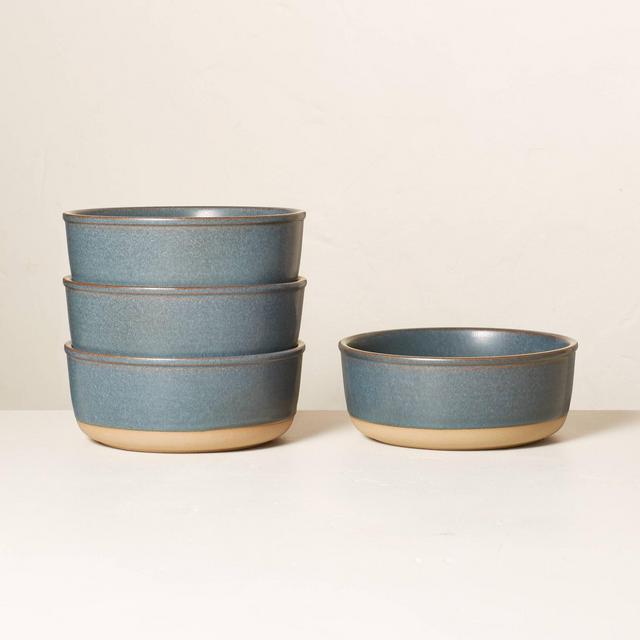 4pk Modern Rim Stoneware Cereal Bowl Set Sterling Blue - Hearth & Hand™ with Magnolia