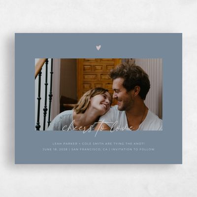 Blue Typography Wedding Save the Date - Marley Portrait