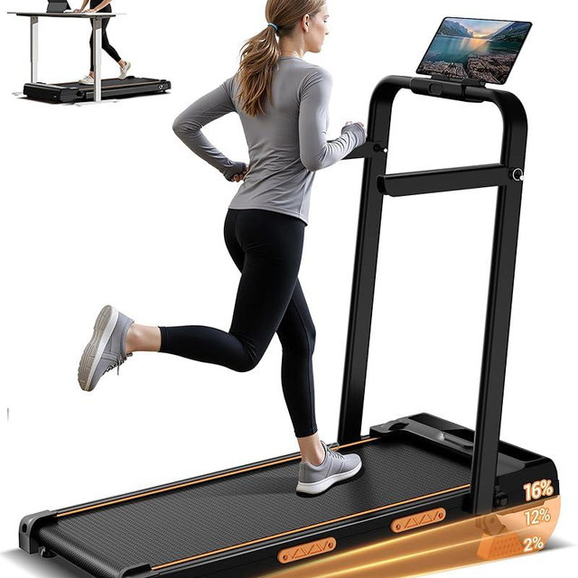 16% Incline Walking Pad Treadmills for Home Small, 4-in-1 Under Desk Treadmill with Handles, Foldable Treadmill with 2.5 HP Quiet Brushless, 330 LBS Capacity