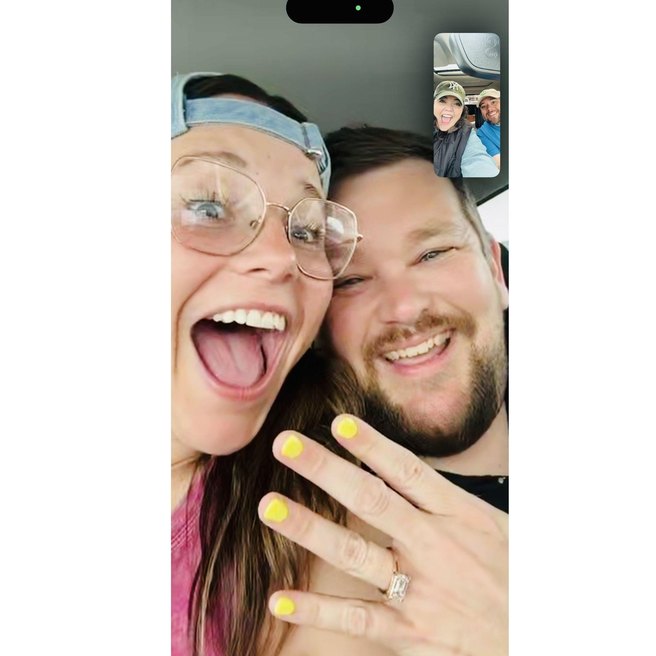 Facetiming Jen and Ricky to tell them the good news.
We're Engaged!