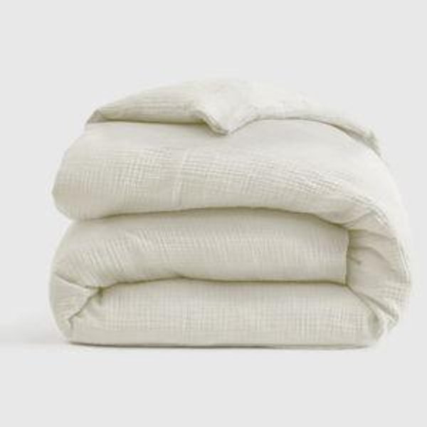 Organic Airy Gauze Duvet Cover - Ivory, King/Cal King