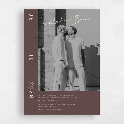 Chocolate, Brown Wedding Invitation - Garret Photo