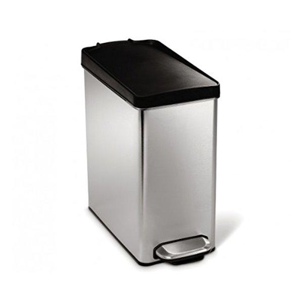 simplehuman Profile Step Trash Can, Stainless Steel, Plastic Lid, 10 L / 2.6 Gal