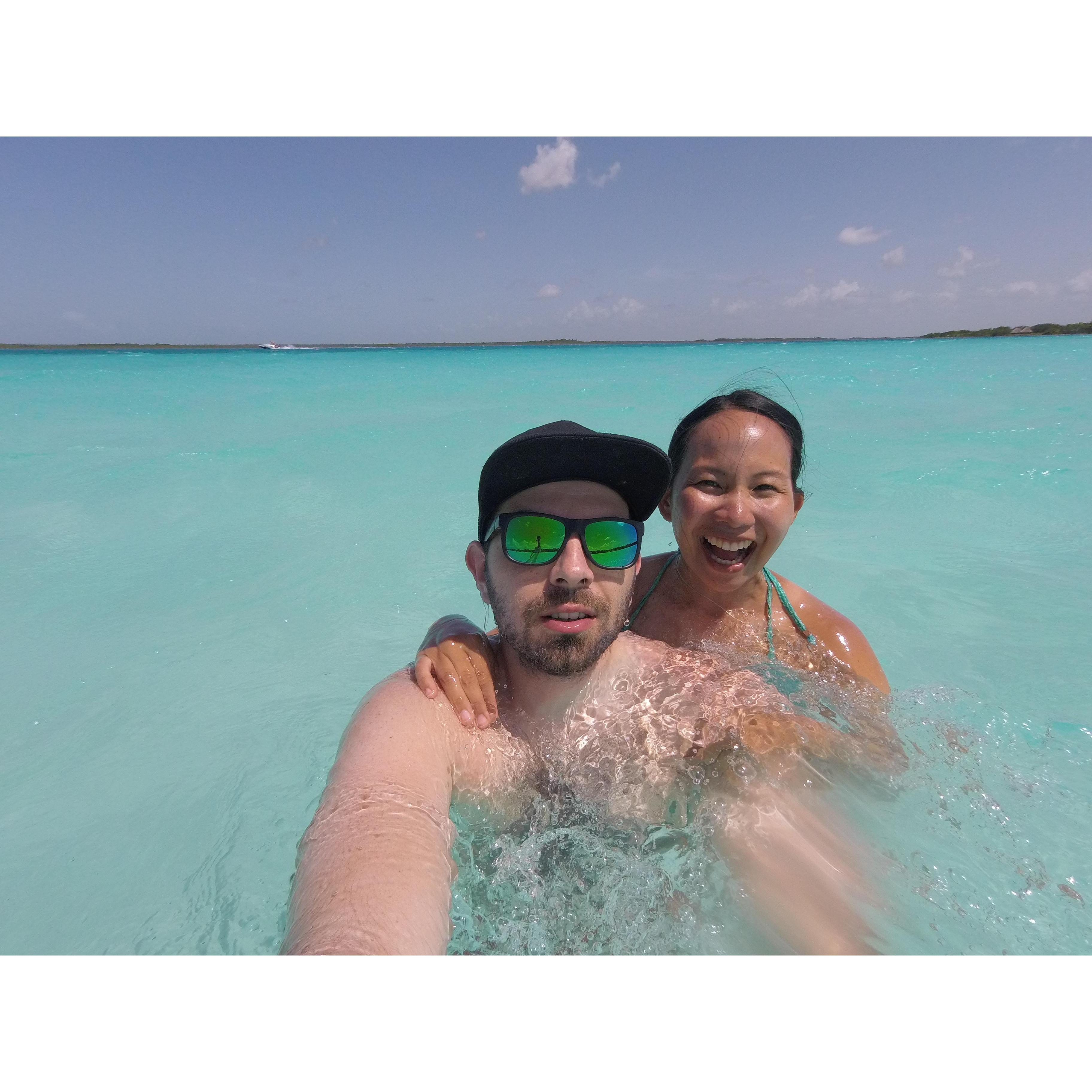 In the clear, turquoise blue waters of Cozumel, Mexico