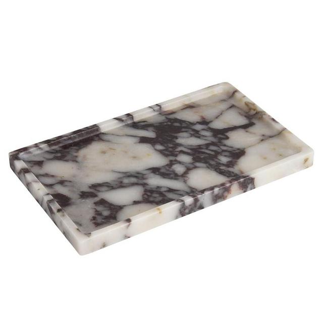 Natural Marble Tray Stone Decorative Tray Non-Resin/Non-Ceramic, for Kitchen Counter/Bathroom Sink Countertop/Vanity/Home Decor,Storage Perfume/Candle/Jewelry/Coffee,Calacutta Purple