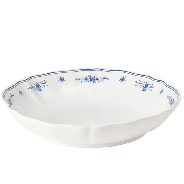 Low Serving Bowl Vila- White blue