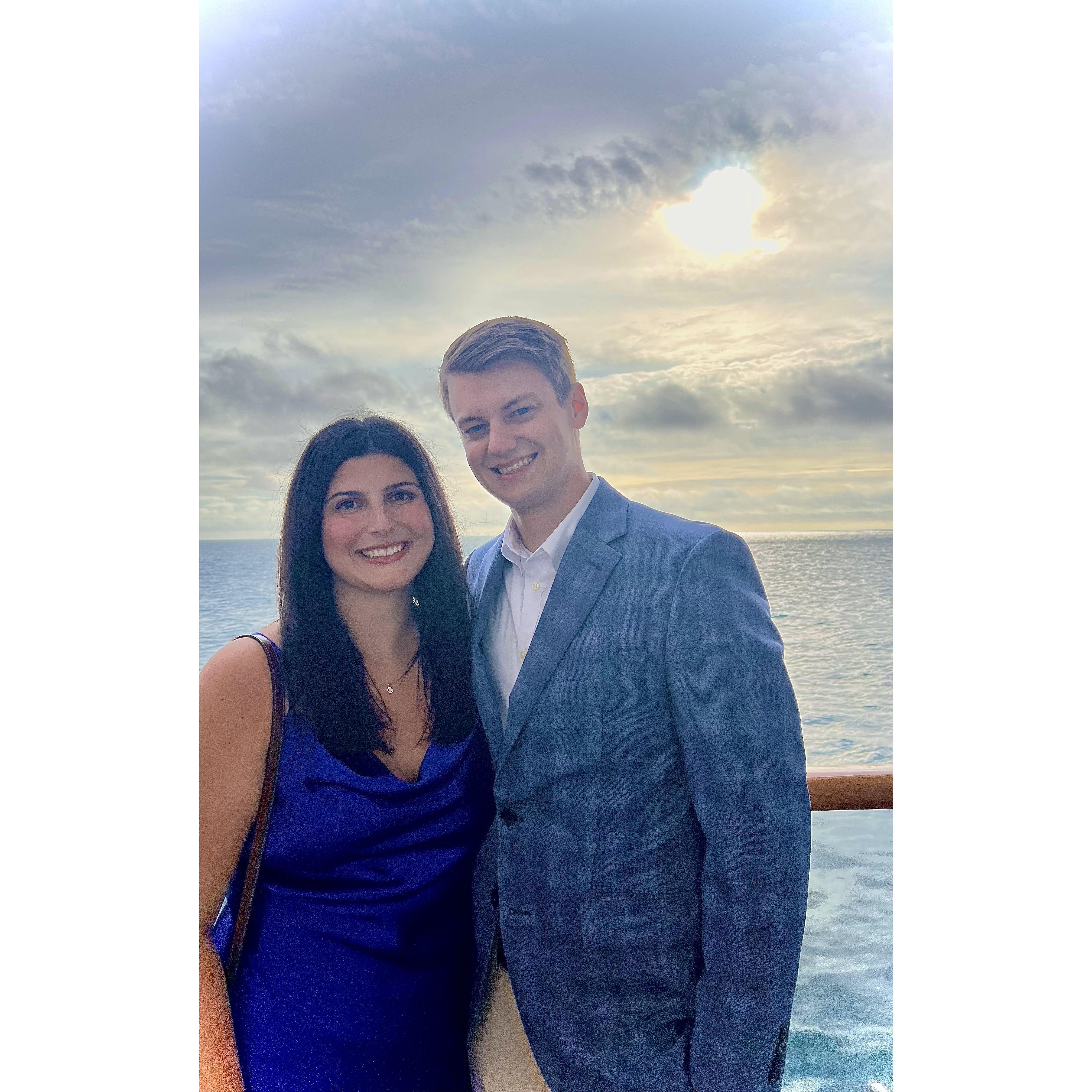 A photo before the formal dinner on our Alaskan cruise.