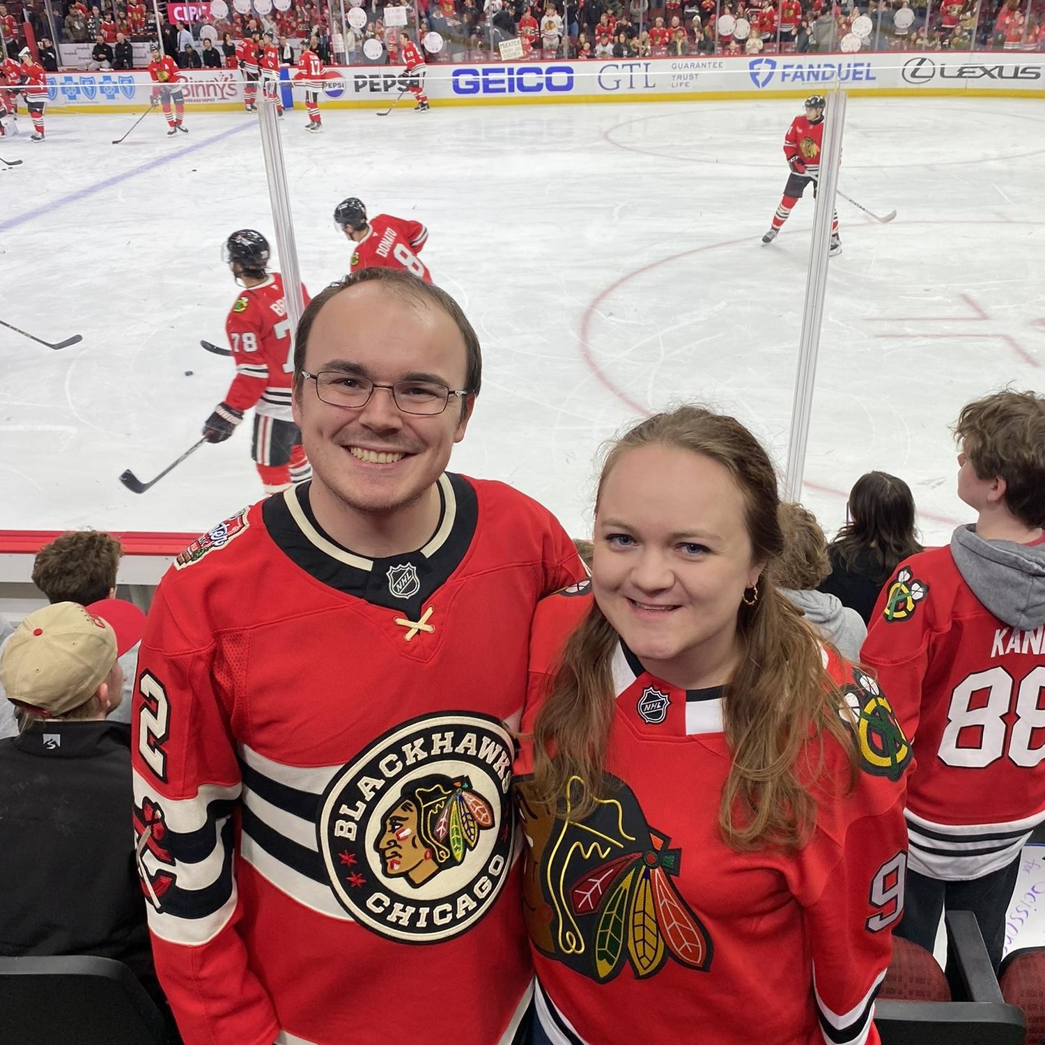 Our first Blackhawks game together! One of many.