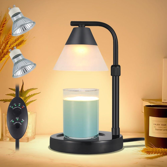 kobodon Candle Warmer Lamp with Marble Base,Dimmable Electric Candle Warmer Melter with Timer, Metal Candle Warmer Candle Melter for Scented Candles Top-Down Candle Melting （Ceramic Lampshade）…