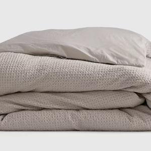 Organic Luxe Honeycomb Duvet Cover in Sand, Full/Queen