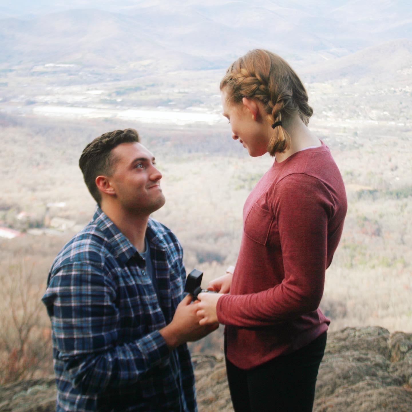 Jackson proposed as we stood looking out over my favorite view in the world: the lookout from High Top Mountain at Blue Ridge YMCA in Black Mountain, North Carolina.