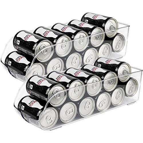Greenco Refrigerator and Freezer Drink Holder Storage Bin, 13.5"x 5.5"x 3.75", Clear-(2 Pack)