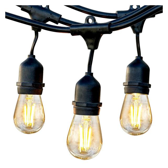 Brightech BP-99T1-7IU0 Weatherproof 1 Watt LED Outdoor 24 Feet Hanging Edison Vintage Italian Cafe Bistro Patio Back Yard String Lights w/ 7 Bulbs