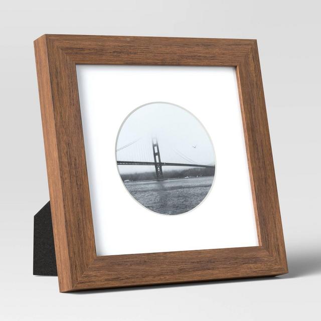 6" x 6" Matted to 4" x 4" Single Image Table Frame with Circle Gray - Threshold™