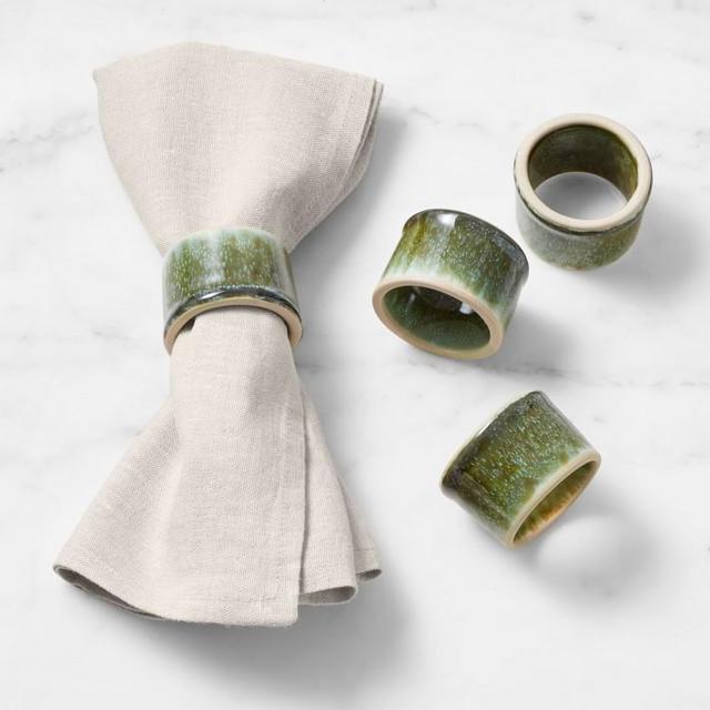 Cyprus Reactive Glaze Napkin Rings Set of 4, Green