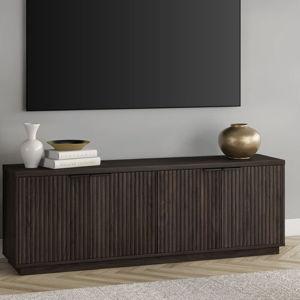 70" TV Stand for TVs up to 78" with Fluted Doors, Storage & Cable Management — Alder Brown Mid-Century Modern Media Console with Plinth Base for Living Room | Mansfield - Alder Brown