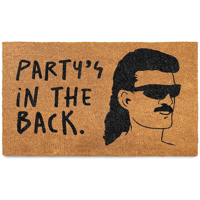MAINEVENT Party's in The Back Door Mat 30x17 Inch, Welcome Mat Funny for Covered Outdoor Area, Coir Doormat Decor w/Non-Slip PVC Backing