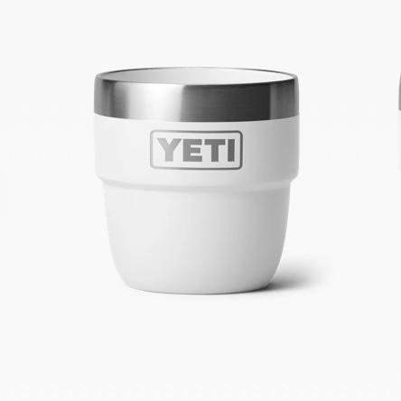 YETI Rambler 4 oz Stackable Cup, Stainless Steel, Vacuum Insulated Espresso/Coffee Cup, 2 Pack, White