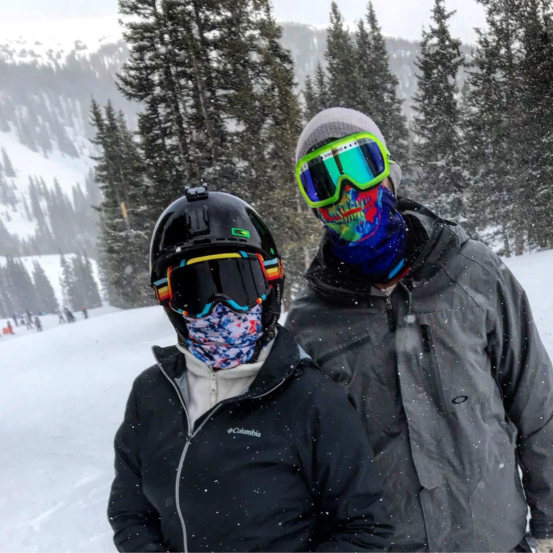 Casey snowboards, Julie attempts to ski