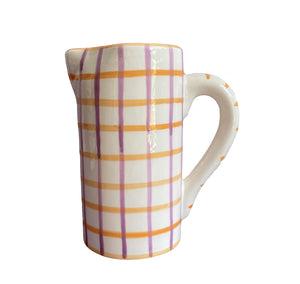 Vaisselle Drink Me Jug & Vase (Orange & Lilac Gingham)