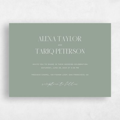 Sage, Green Wedding Invitation - Roberts Landscape