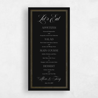 Black Wedding Menu - Teagan Foil