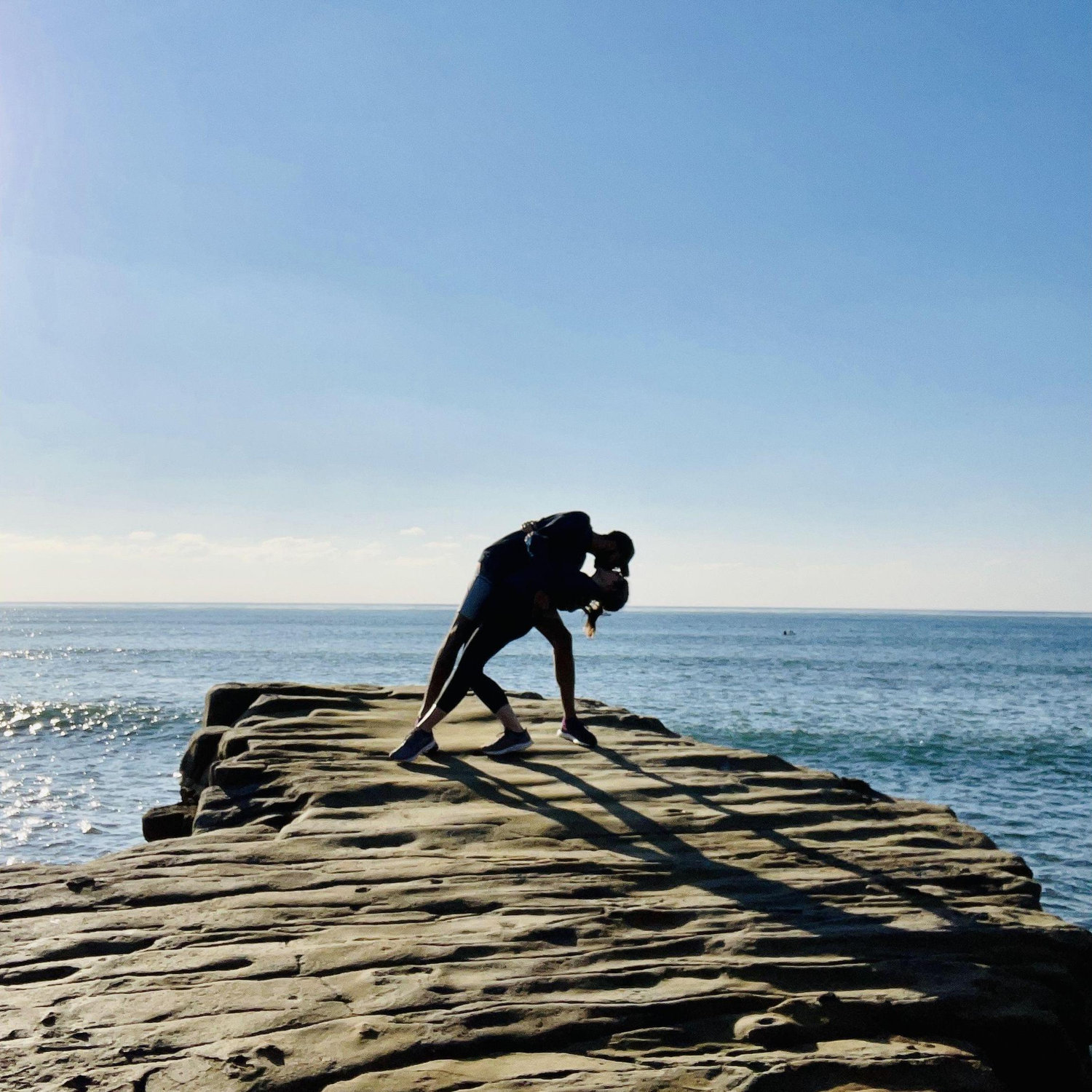 Snapping pictures and practicing our dance moves on the cliffs in San Diego.