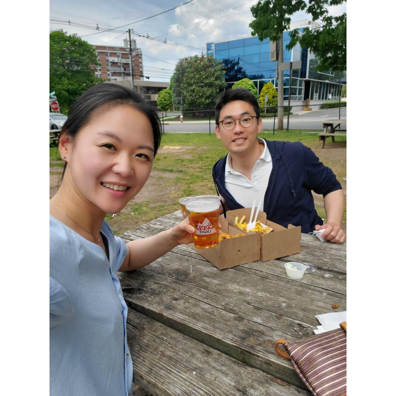 Introducing SY to a good Jersey Hiram's hotdog.