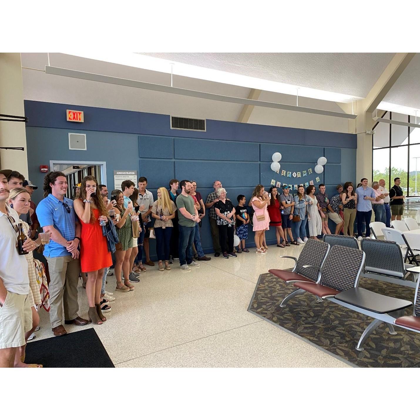July 19, 2021: Mickey gets surprised again, in grand fashion, for the second time in one day. Sarah and Mickey are celebrated by family and friends before they move to California. -Blountville, TN