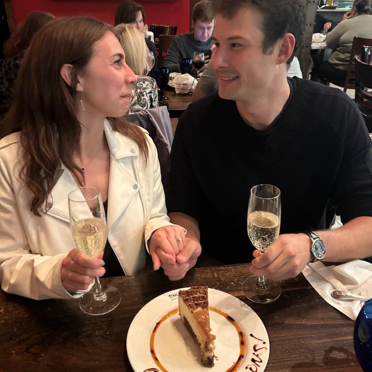 Celebrating our engagement with Mike's family!