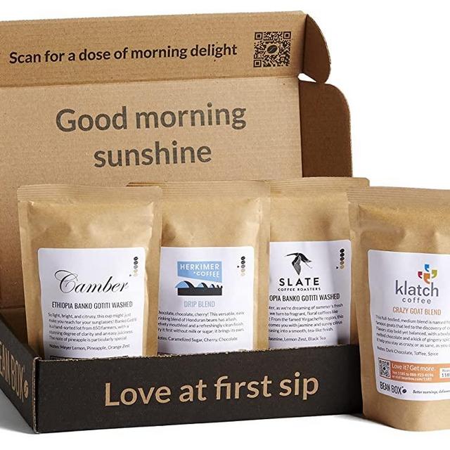 Bean Box Gourmet Coffee Sampler | Speciality Coffee Gift Set | Coffee Gifts for Men and Women | Freshly Ground Coffee | 4 Piece Variety Gift Box