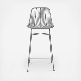 Rattan Bar Stool with Metal Frame