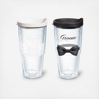 Bride And Groom 2-Piece Tumbler Set with Travel Lid