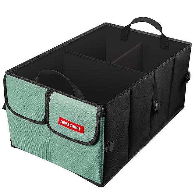 AWELCRAFT Trunk Organizer and Storage - Collapsible Multi-Compartment Car Organizer - Automotive Consoles & Organizers