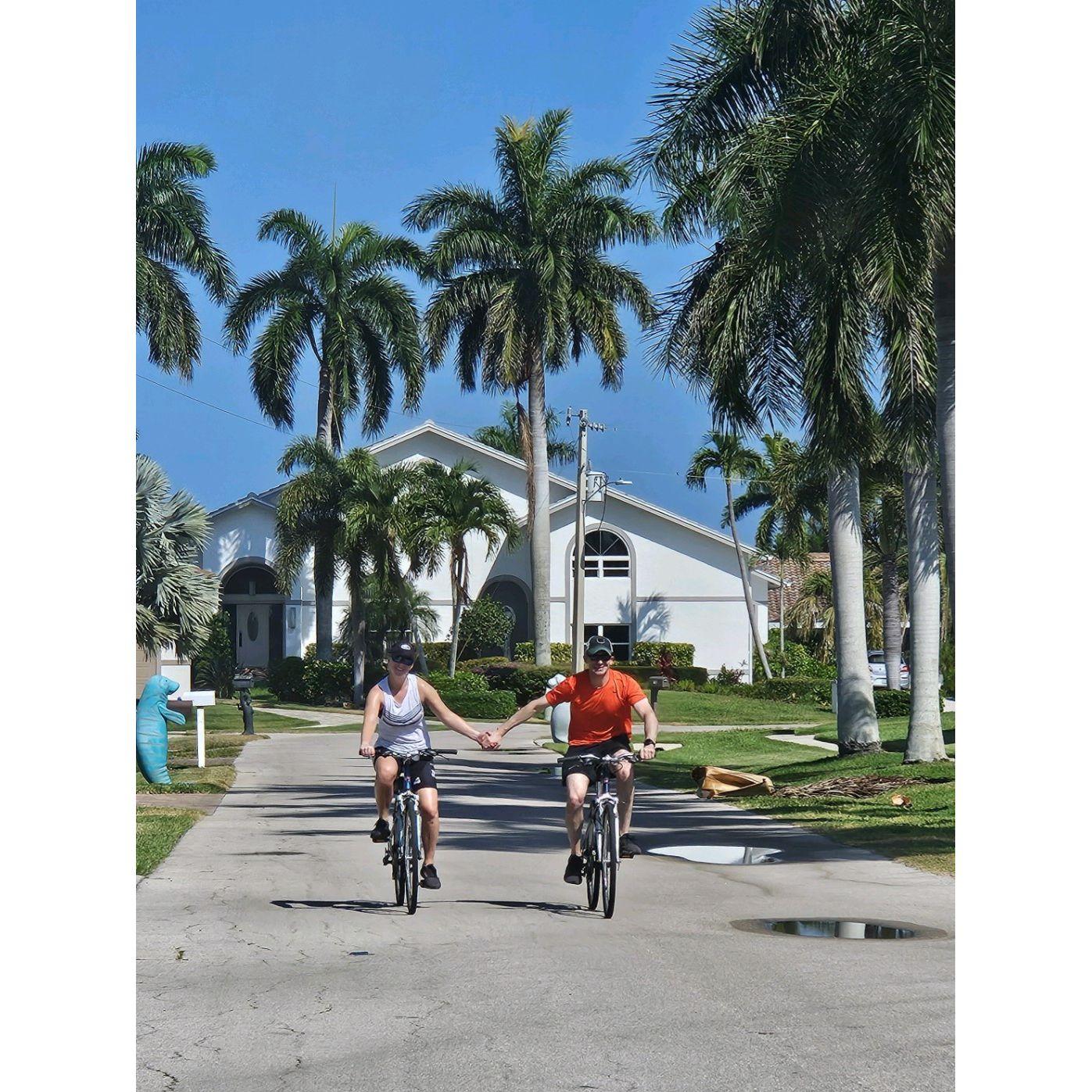 Tyler's first time on a bike after over a decade on our 1st trip together to Marco Island