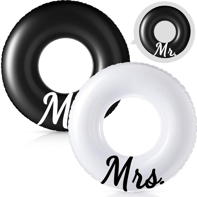 Silipull 2 Pcs Groom to Be Mr and Mrs Pool Floats 48 Inch Inflatable Bride Pool Tubes Bachelorette Party Decorations Wedding Floats for Engagement Gifts Bridal