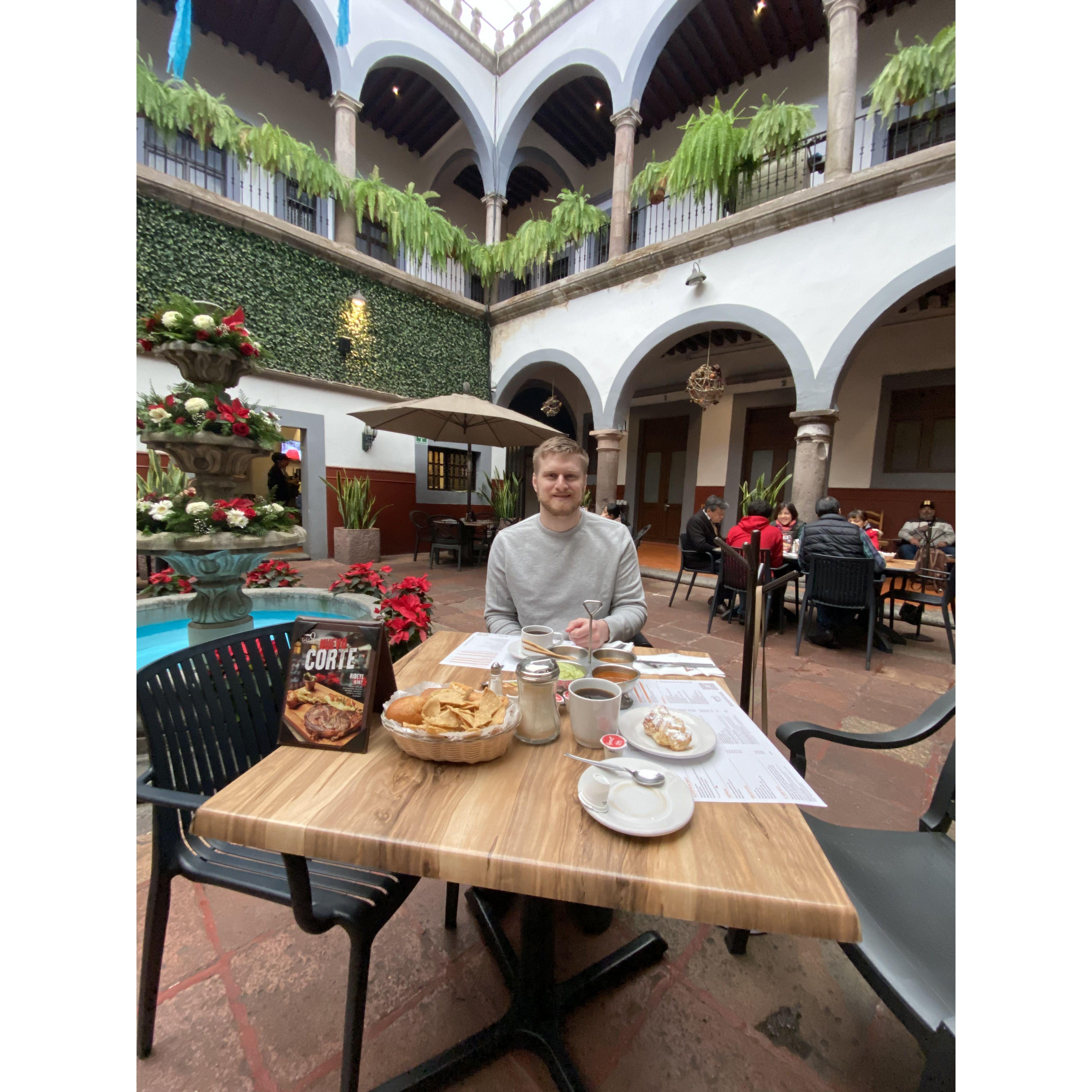 Breakfast at Hotel Hidalgo in Querétaro.