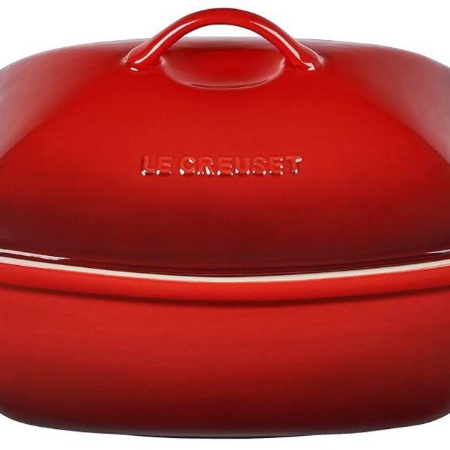 Le Creuset Heritage Stoneware Deep Baker with Lid, 4.5 qt., Cerise