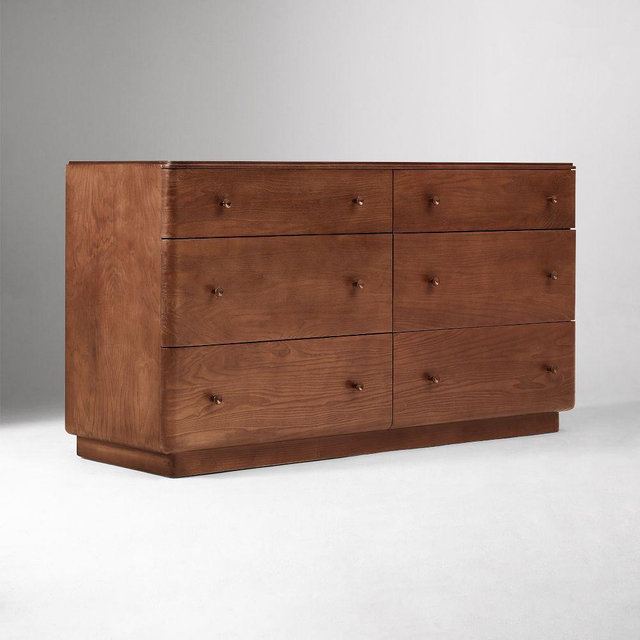 Pierce And Ward 60" 6-Drawer Wood Dresser, Claro Burl