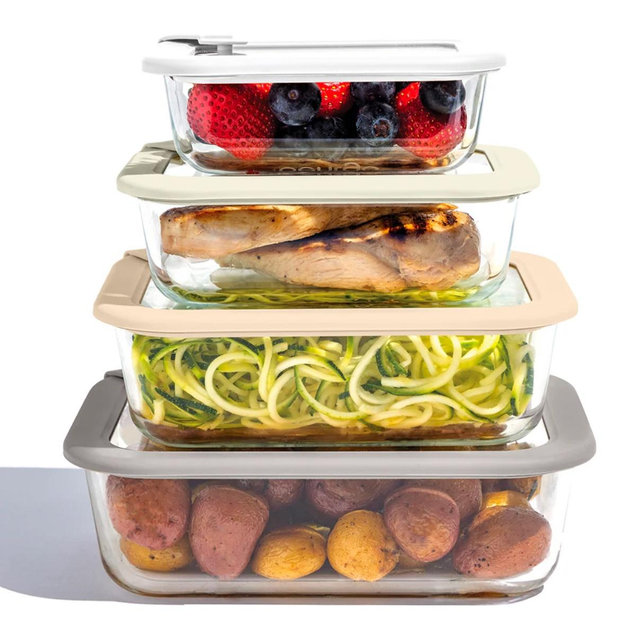 Bentgo Signature White Stone Glass Food Storage Set (8-Piece)