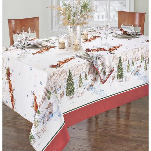 Elrene Santa's Snowy Sleighride Tablecloth - 60" x 84"