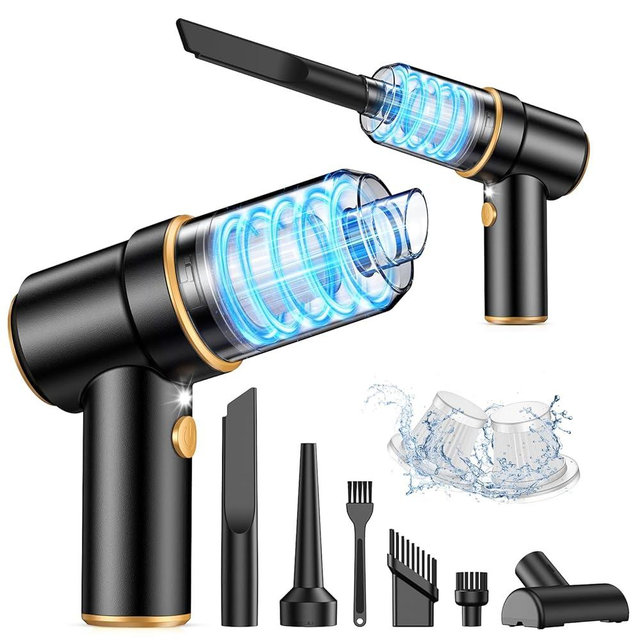KMM Handheld Car Vacuum Cleaner, 9000PA Vacuum Cleaner & Air Duster, 120W High Power Vacuum Portable Cordless, Hand Held Vacuum Rechargeable with Multi-Nozzles & LED Light for Home, Car, Office
